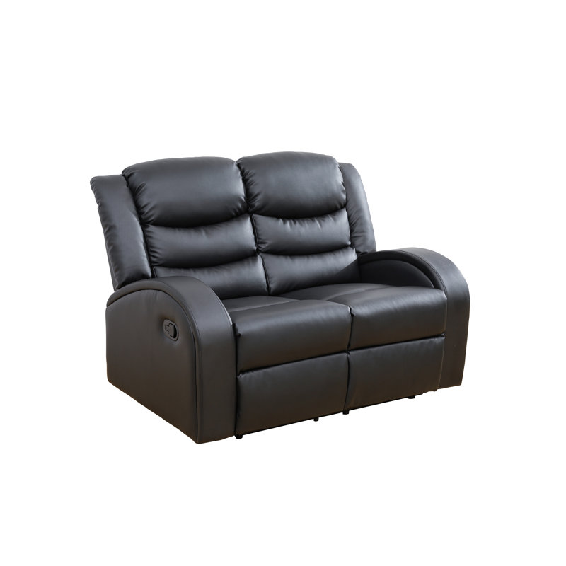 53" Luxcomfort Leather Reclining Loveseat – Plush Seating For Ultimate Relaxation, Black