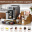 Organisateur de station de café avec porte-gobelet K, capacité de 28 dosettes, support à sirop à 3 niveaux avec tiroir porte-dosette, organisateur de comptoir de bar à café pour les accessoires, brun rustique