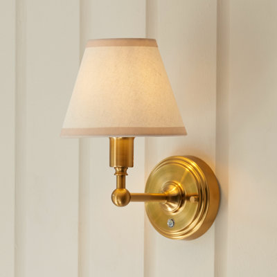 Burley LED Rechargeable and Ivy 16cm vintage white shade Wall Light