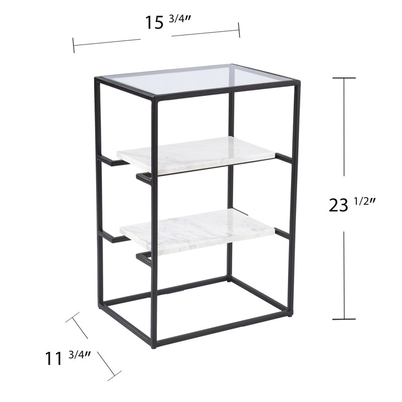 Table de bout en verre avec rangement
