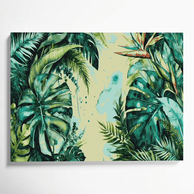 «Hawaiian Tropical Greens», art mural sur toile verte, H 12 po x l 18 po