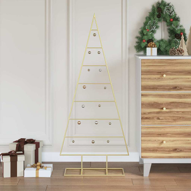  Metal Christmas Tree with Stand steel, 4.1' H, Gold