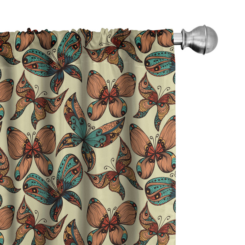 Butterfly Semi-Sheer Rod Pocket Sliding Panel, 28" x 63"