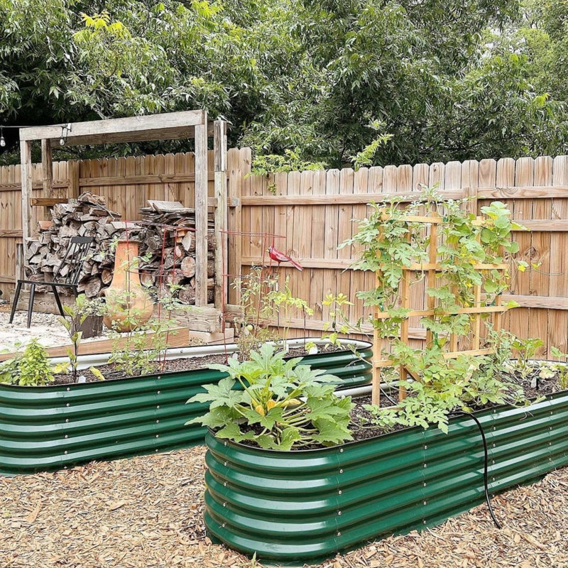 17" Tall 9 In 1 Modular Metal Outdoor Raised Garden Bed, British Green, 17" H x 42" W x 78" D