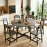 Ensemble de table de salle à manger 7 pièces industriel, table de cuisine ronde en bois de 43 po avec base en métal en forme de X et 6 chaises de salle à manger robustes
