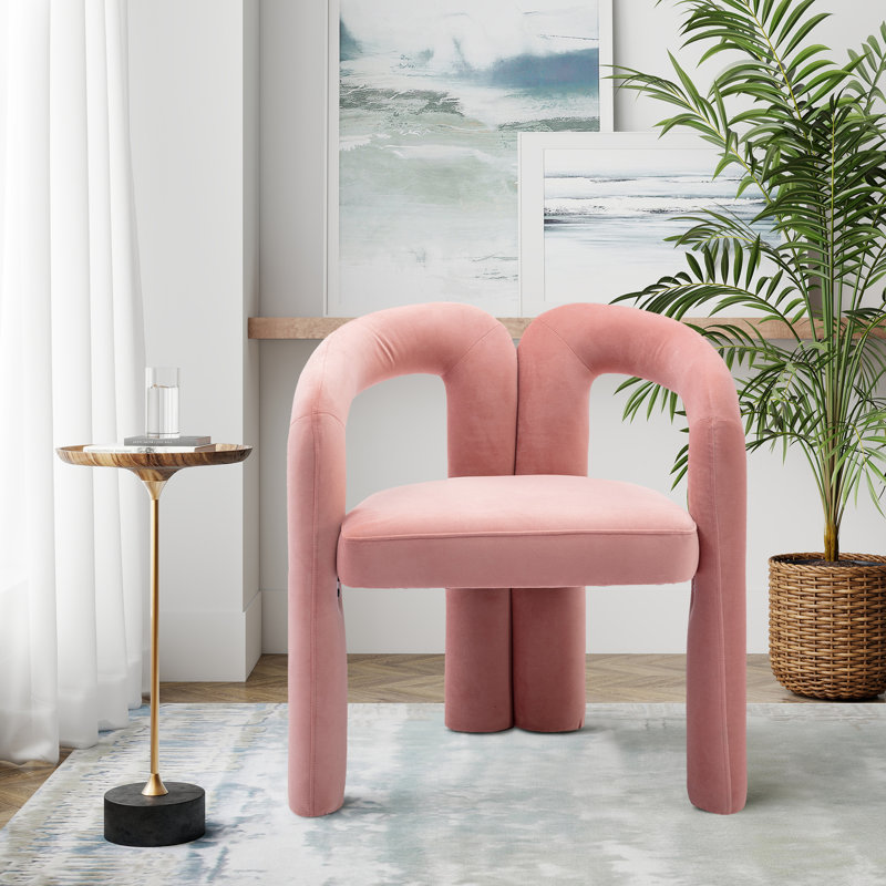 Ensemble de 2 fauteuils d'appoint / fauteuil de salle à manger en velours, Velours rose