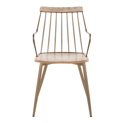 Chair in Antique Copper Metal and Whitewashed Wood