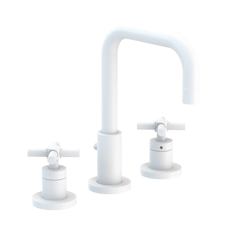 East Square Widespread Bathroom Faucet with Drain Assembly, Matte White
