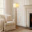 Sculptural Bamboo-Style 62" Floor Lamp With Ivory Linen Shade, Rotary Switch, LED Bulb Included