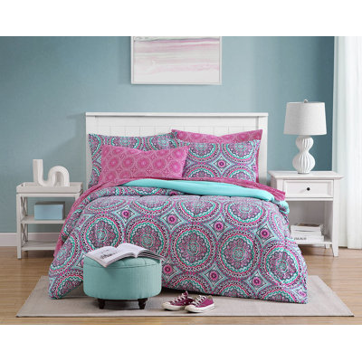 Ensemble d'édredon en microfibre rose Thalia