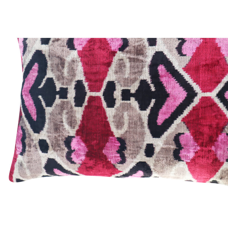 Velvet Rectangular Pillow Cover & Insert, Red Geometric Shapes