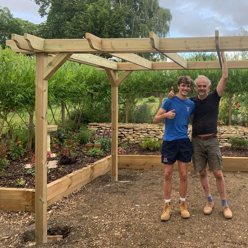 Baukea Solid Wood Pergola, Light Green, 13.78 ft x 5.91 ft