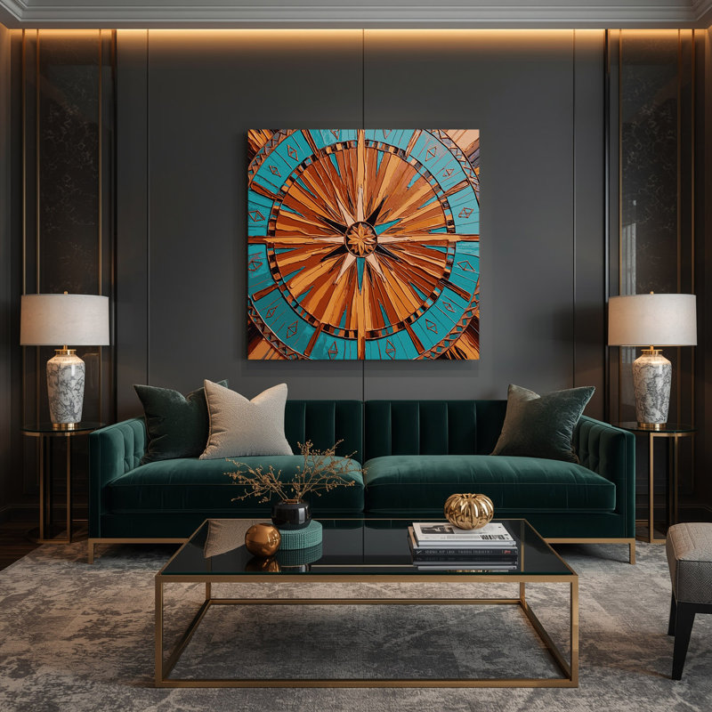 Art mural sur toile 229 médaillon Sunburst, H 32 po x l 32 po