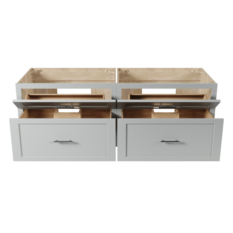Meuble-lavabo mural flottant double 60 po Disar, Gris