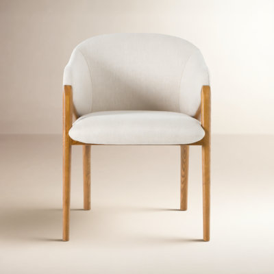 Coffey Solid Back Arm Chair in Walnut/Cream