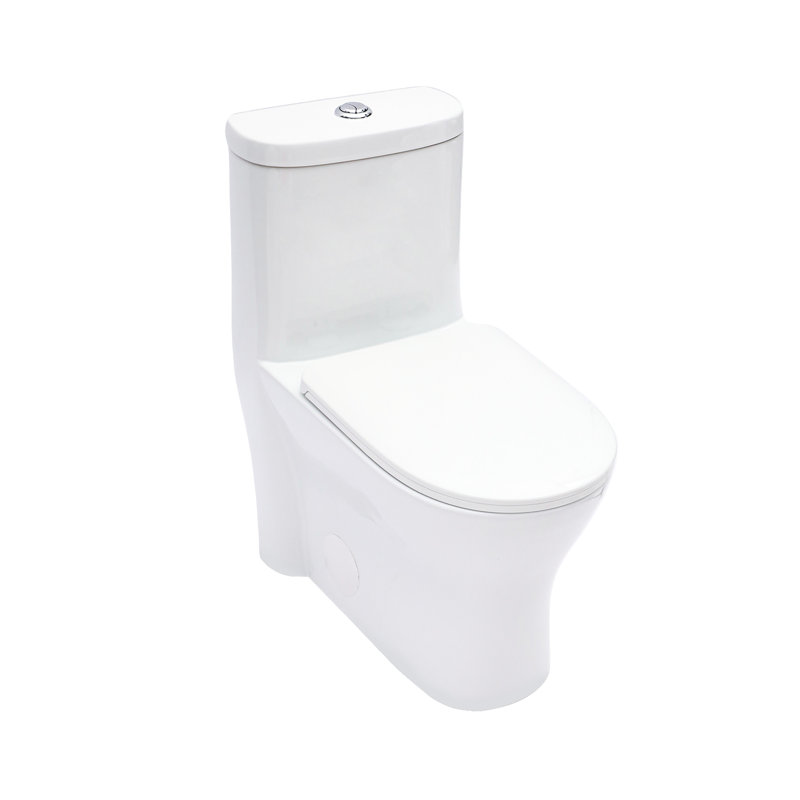 Ceramic Toilet One Piece For Bathroom 12 - Inch Rough In 1.22/1.6 Dual Flush With Soft Close Pp Seat 800G Map Quiet And Clean Skirted Quick Release Hinge Efficient Style