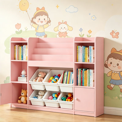 Bibliothèque pour enfants avec 6 paniers à jouets, bibliothèque de rangement pour le salon des enfants