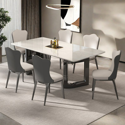 Natural Luxury Marble Rectangular Dining Table Sets