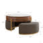  Table basse ronde à plateau relevable avec rangement, table gigogne avec 3 tabourets et pieds en acier inoxydable-1859429116