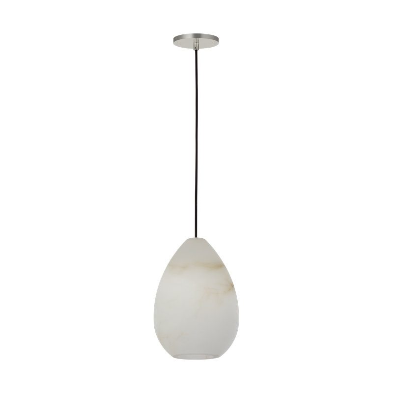Sean Lavin Alina 1-light LED Pendant in Polished Nickel with Alabaster shade, Polished Nickel, 18.5" H x 8.5" W, No