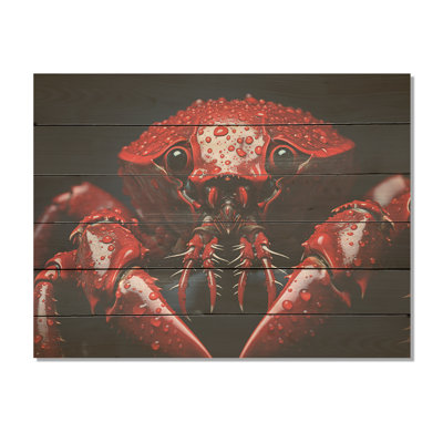 Red Mantis Shrimp Photo I - Coastal Coral Under Water Wood Wall Art On Natural Pine Wood