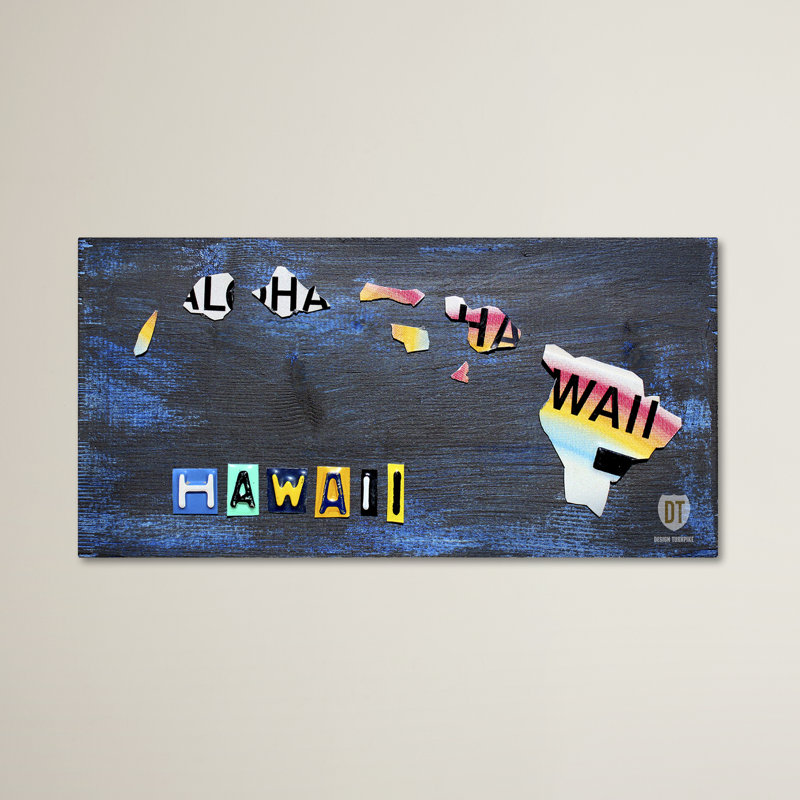 « hawaii state map », impression sur toile tendue, H 24 po x l 47 po x P 2 po