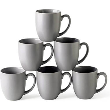 QXXSJ 16oz Coffee Mugs Set Of 6, Large Ceramic Coffee Mugs For Men Women  Dad Mom, Modern Coffee Mugs With Handle For Tea/latte/cappuccino/cocoa.  Dishwasherµwave Safe