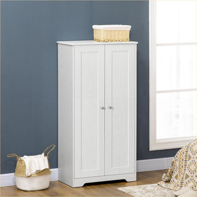 Armoires | Armoire de rangement autoportante autoportante à 2 portes, tablettes réglables, style moderne, H 55 po, blanc neige | Panneau de particules | Chambre
