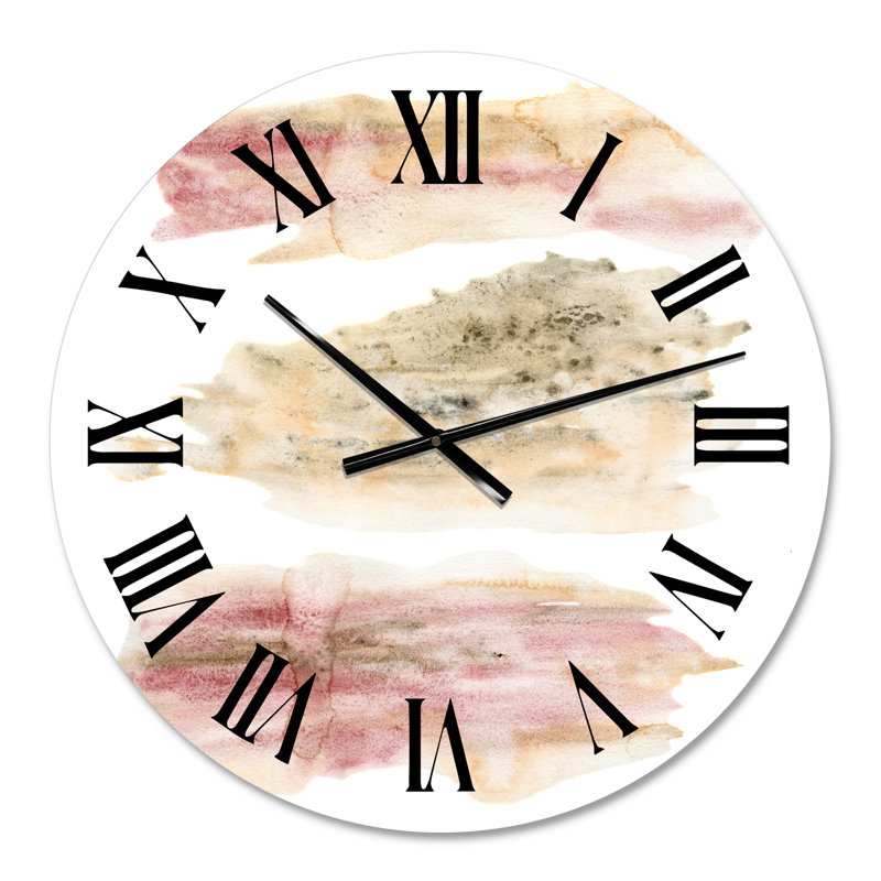 Nuage abstrait doré et rose - horloge murale moderne, Petit
