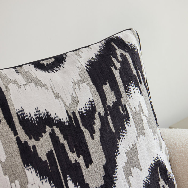 Housse de coussin réversible en velours abstrait, Noir / blanc, abstrait