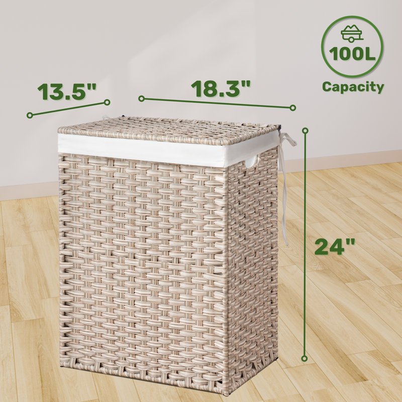 Laundry Hamper with Handles, Beige