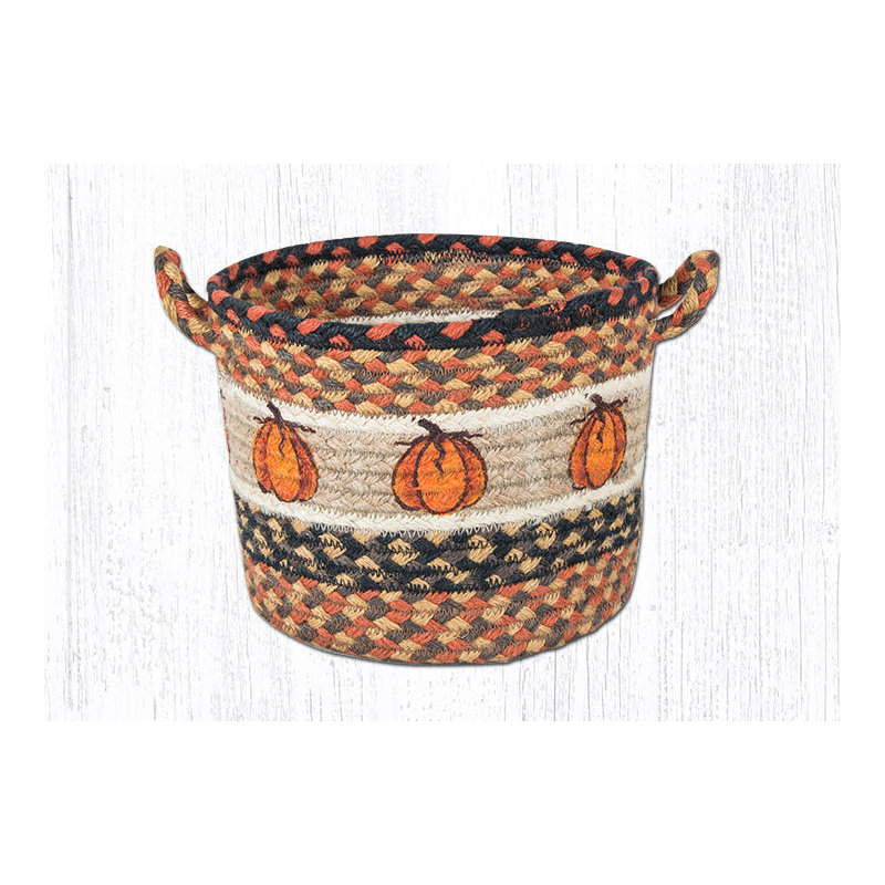 Panier rond en jute à motif citrouille 9 po x 7 po Earth Rugs Harvest