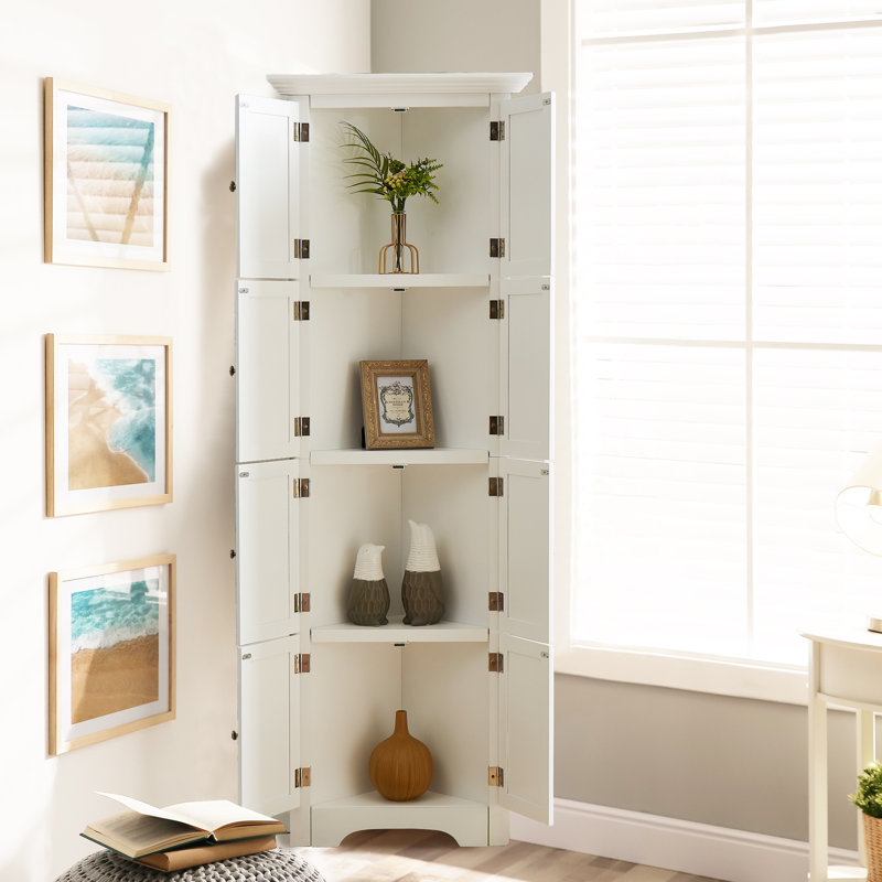 Grande armoire de rangement moderne à 4 tablettes avec portes, Blanc