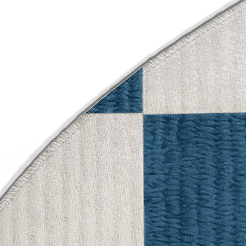 Tapis d'intérieur et d'extérieur à carreaux gris, Rond 5 pi