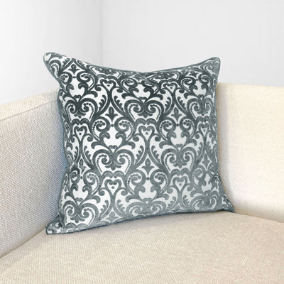 Square Feathers Damask Throw Pillow