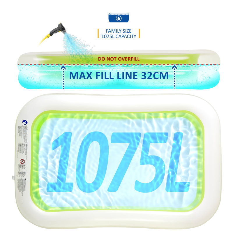 SUNMER Extra Large Inflatable Family Paddling Pool  – 305cm x 183cm x 50cm