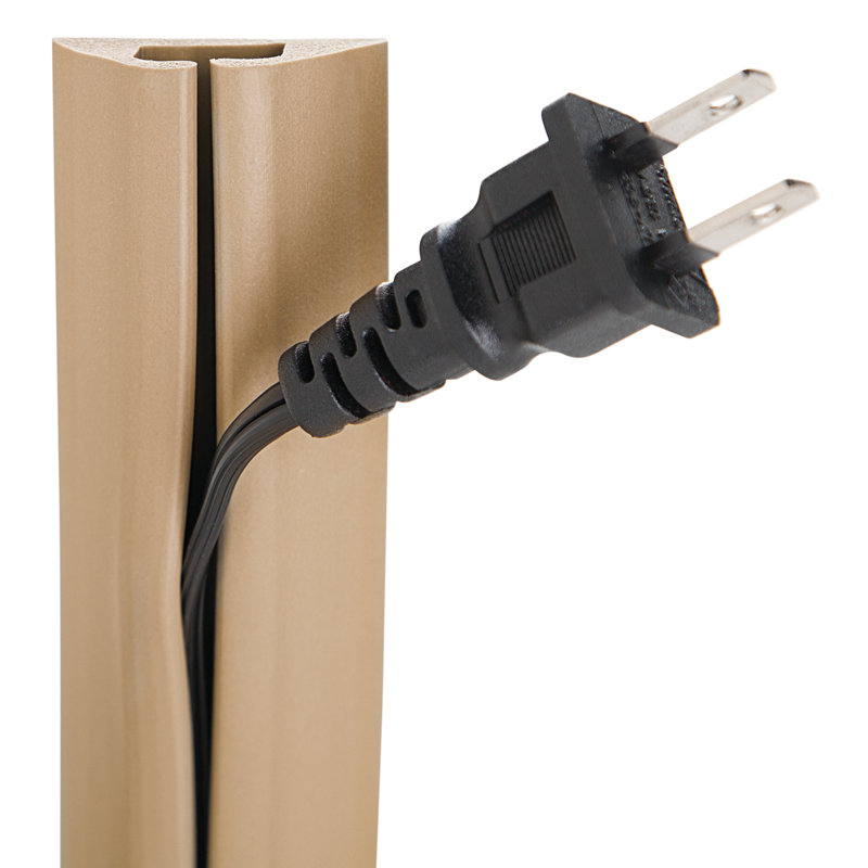 Beige Compact Cord Cover Cable Protector, 5 Ft