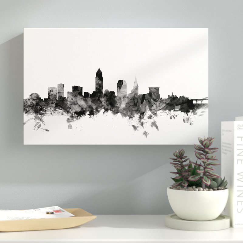 « cleveland ohio b&w », impression sur toile tendue, H 12 po x l 19 po x P 2 po