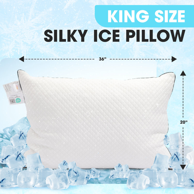  Cooling Ice Pillow with Washable Ice-Fiber Cover (King), King