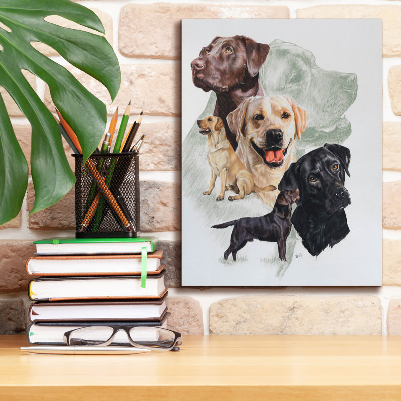 Labrador 2 sur toile par Barbara Keith, H 16 po x l 12 po x P 0,75 po