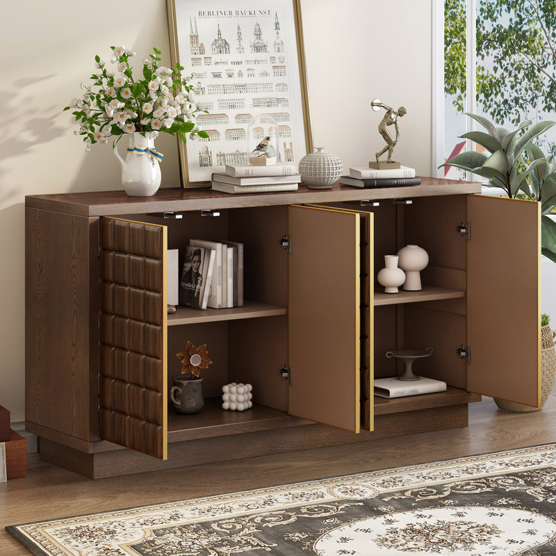 Buffet Galadriel de 58,6 po de largeur avec tablettes réglables, Brun