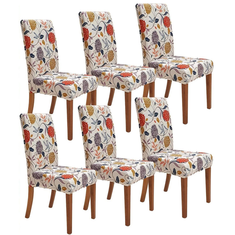 Housse pour chaise de salle à manger, Mélange de polyester beige / rouge / mauve