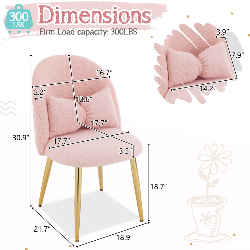 Winao 21.26'' W Make-Up Chair, Blush