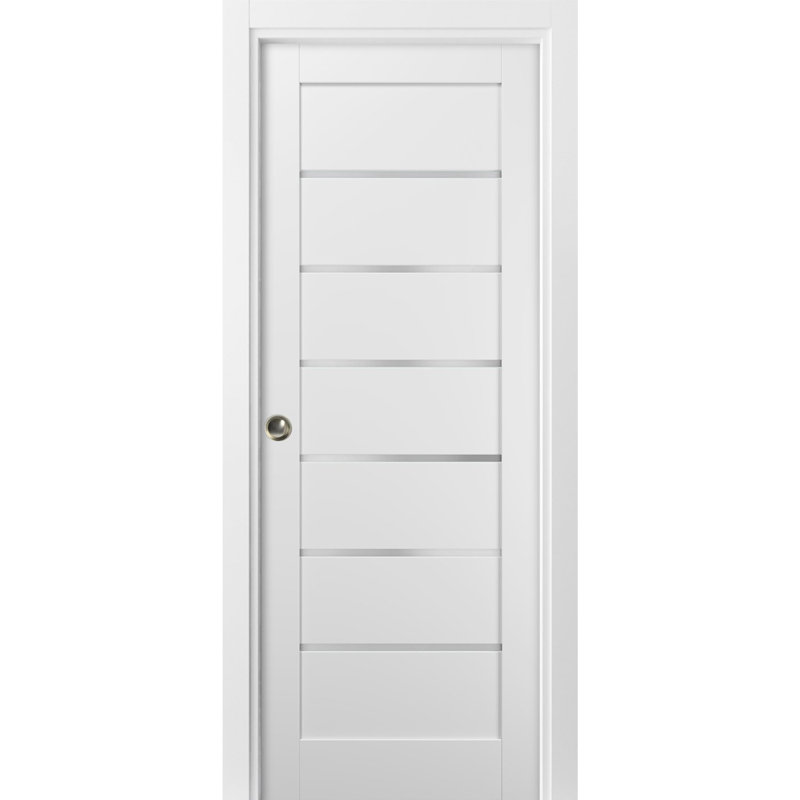 Porte blanche en verre givré Quadro, 28 po x 84 po