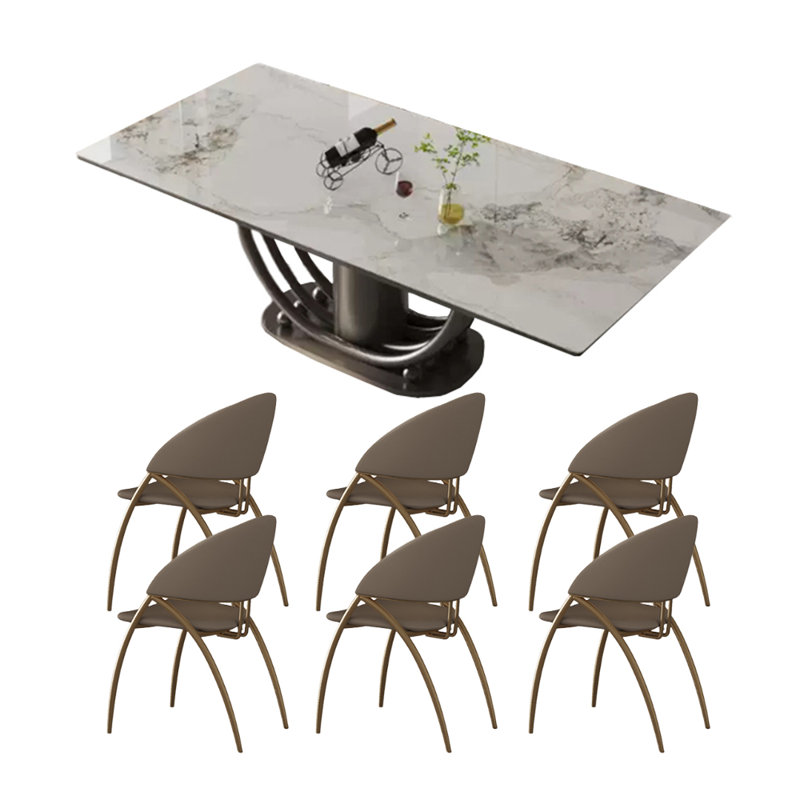 Ensemble de table de salle à manger moderne en pierre frittée, H 29,5 po x L 78,7 po x l 39,4 po