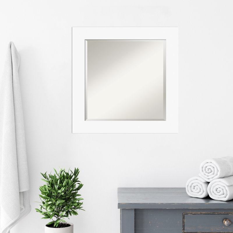 Miroir mural Jinyu, 25,5 po x 25,5 po, Blanc, Carré
