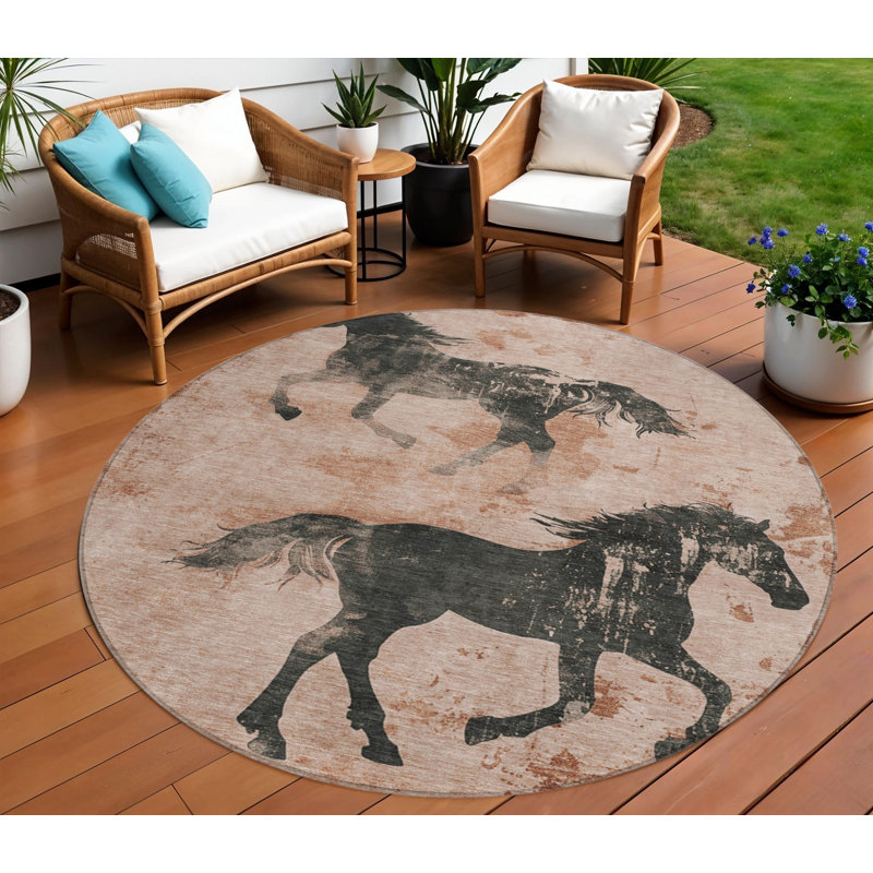 Tapis rond lavable pour l'extérieur 8 pi