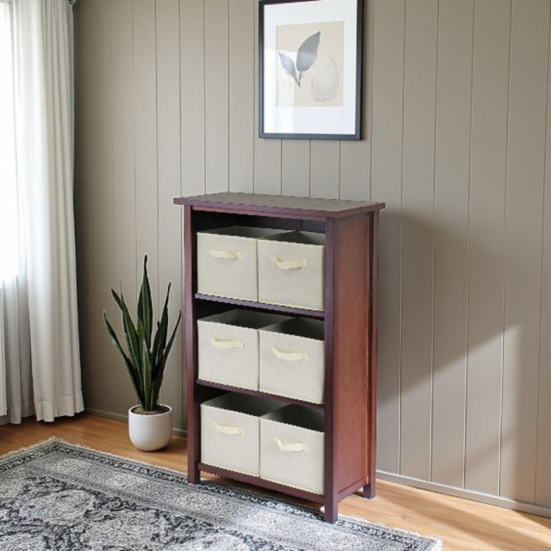 Étagère de rangement à 3 niveaux 7 pièces Verona, H 42,99 po x l 28,03 po x P 12,99 po, Noyer / Noir