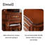 Ensemble de meuble-lavabo compact Mid-Century brun avec miroir et tabouret rembourré-1136768523