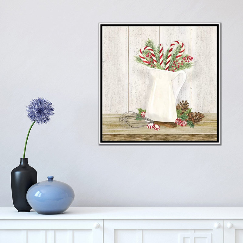 Christmas Kitchen IV by Tara Reed - Painting, No Matte, 18" H x 18" W x 1.5" D, White Framed
